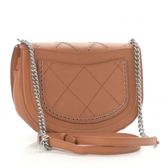 Chanel Tan Coco Eyelets Quilted Lambskin Crossbody Bag with Chain Strap - Picture 2 of 10